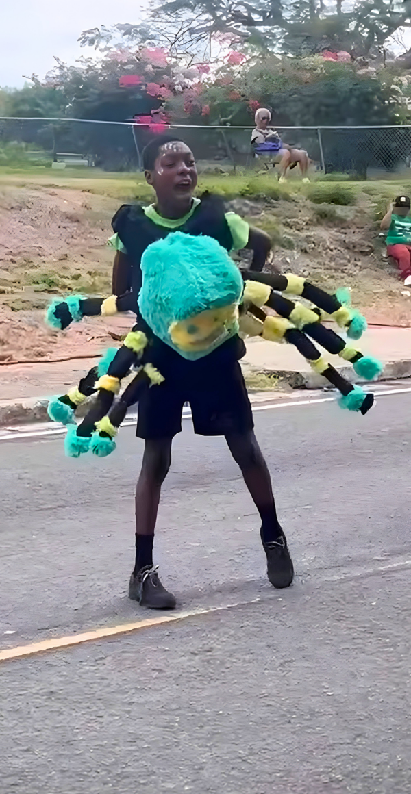 Anansi and the Storytellers Children's Parade troupe performing Why the Spider Has a Small Waist.