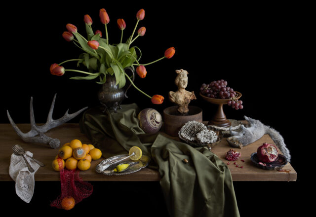Color photograph of a table still life.
