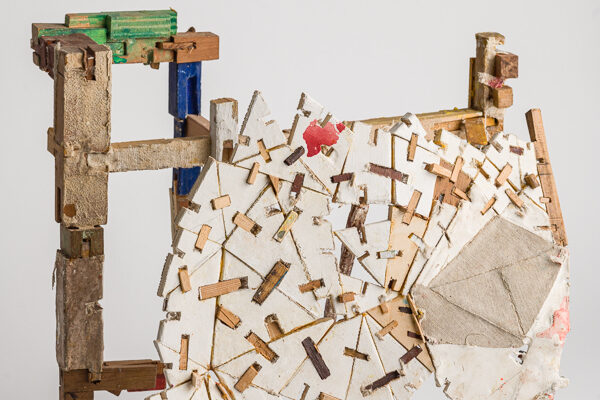 Wooden sculpture using a variety of construction techniques and mixed media.