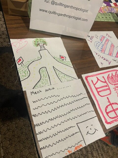 Quilting designs on paper.