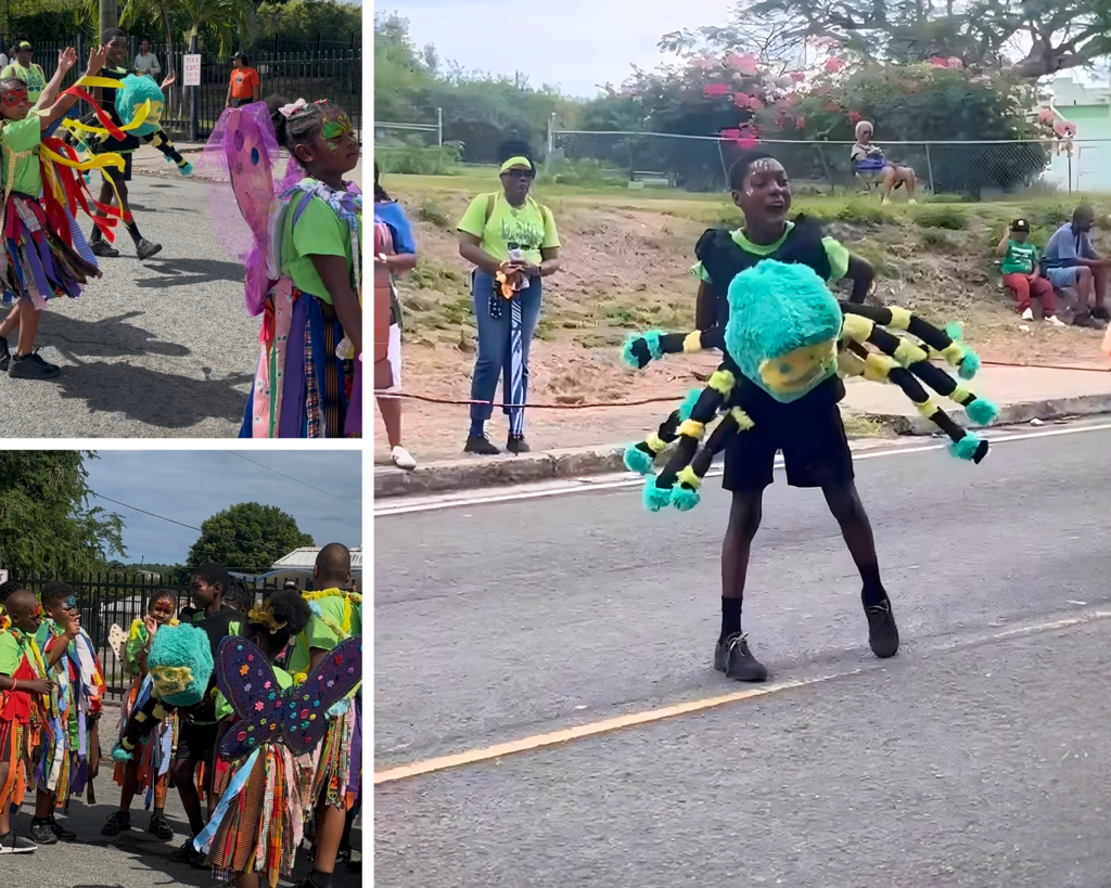 Anansi and the Storytellers Children's Parade troupe performing Why the Spider Has a Small Waist.