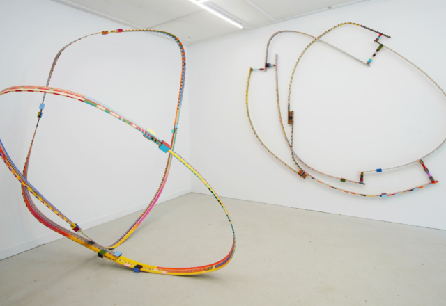Adriane Colburn, 2025 NJ Individual Artist Fellow, Sculpture. Right Angle, installation view, 2024. Steam Bent Ash and Acrylic. 