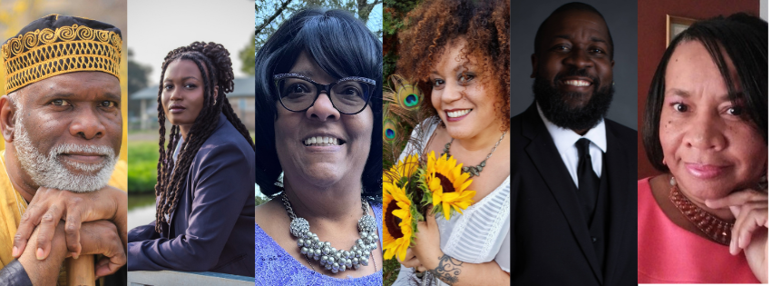 Vertical tile collage of the six Black Appalachian Storytellers Fellows.